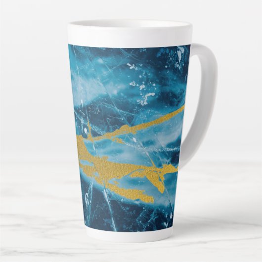 Geode Agate Gemstone Blue und Gold Milchtasse (Rechte Ecke)