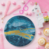 Geode Agate Gemstone Blue und Gold Pappteller (Party)