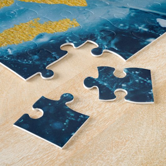 Geode Agate Gemstone Blue und Gold Puzzle (Seite)