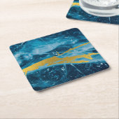 Geode Agate Gemstone Blue und Gold Rechteckiger Pappuntersetzer (angewinkelt)