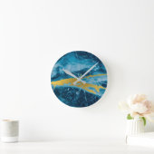 Geode Agate Gemstone Blue und Gold Runde Wanduhr (Zuhause)