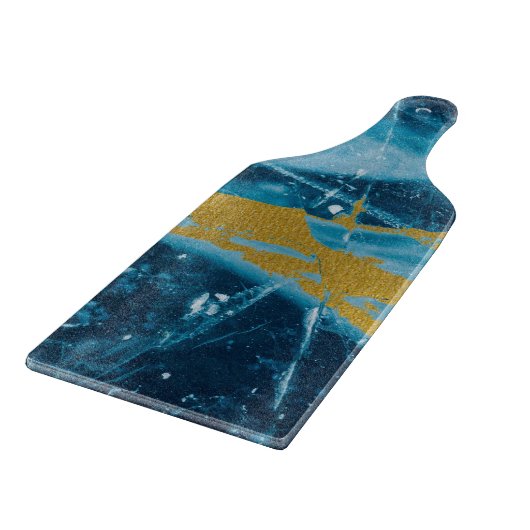 Geode Agate Gemstone Blue und Gold Schneidebrett (Ecke)