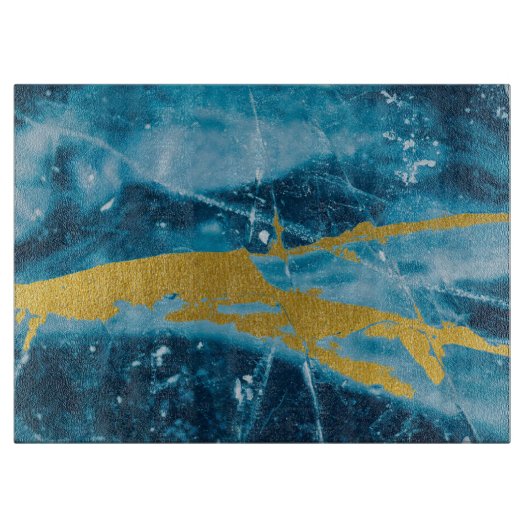 Geode Agate Gemstone Blue und Gold Schneidebrett (Vorderseite)