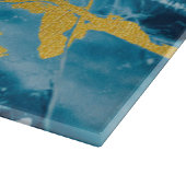 Geode Agate Gemstone Blue und Gold Schneidebrett (Ecke)