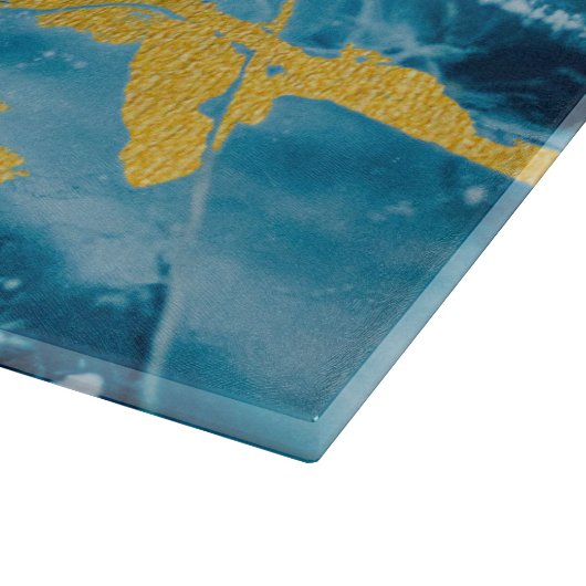 Geode Agate Gemstone Blue und Gold Schneidebrett (Ecke)