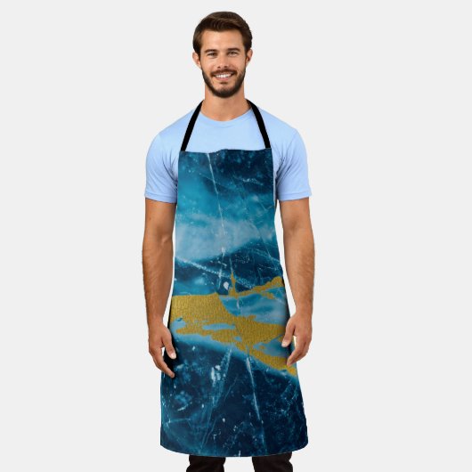 Geode Agate Gemstone Blue und Gold Schürze (Getragen)