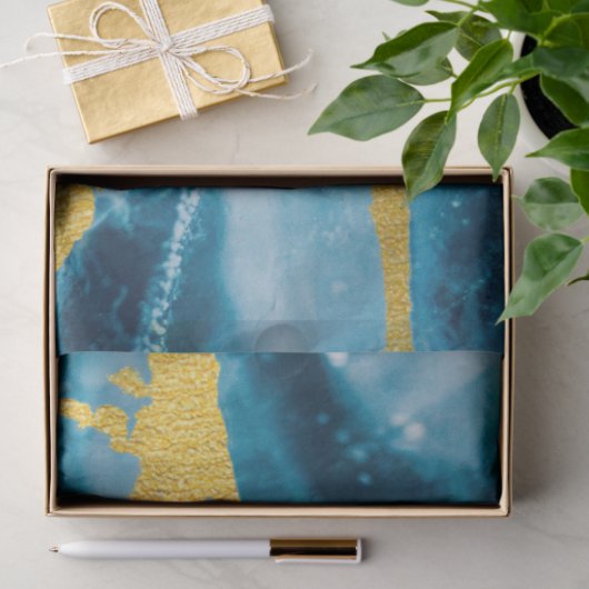 Geode Agate Gemstone Blue und Gold Seidenpapier (Geschenk)