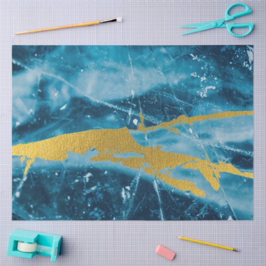 Geode Agate Gemstone Blue und Gold Seidenpapier (Basteln)