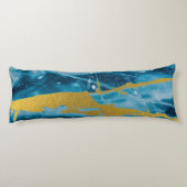 Geode Agate Gemstone Blue und Gold Seitenschläferkissen (Rückseite)