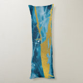 Geode Agate Gemstone Blue und Gold Seitenschläferkissen (Rückseite (Vertikal))