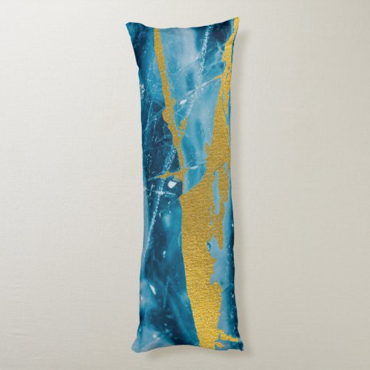 Geode Agate Gemstone Blue und Gold Seitenschläferkissen (Rückseite (Vertikal))