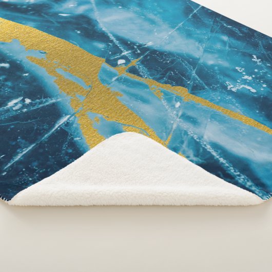 Geode Agate Gemstone Blue und Gold Sherpadecke (3/4)