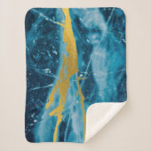 Geode Agate Gemstone Blue und Gold Sherpadecke (Vorderseite)