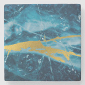 Geode Agate Gemstone Blue und Gold Steinuntersetzer (Vorderseite)