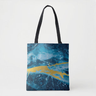 Geode Agate Gemstone Blue und Gold Tasche