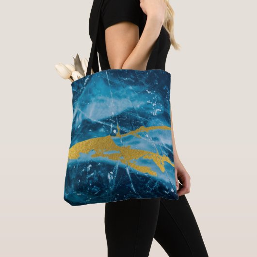 Geode Agate Gemstone Blue und Gold Tasche (Von Nahem)