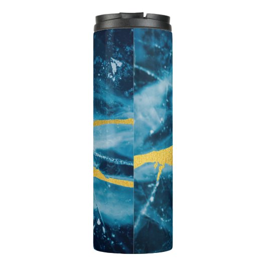 Geode Agate Gemstone Blue und Gold Thermosbecher (Rückseite)