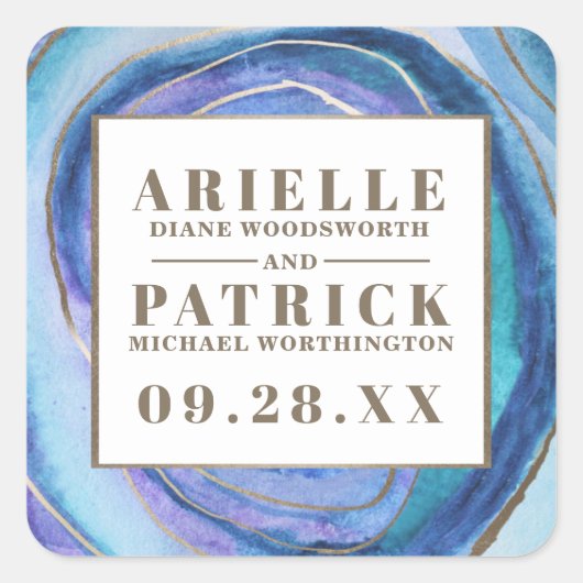 Geode Agate Gemstone Gastgeschenk Hochzeit Sticker (Vorderseite)