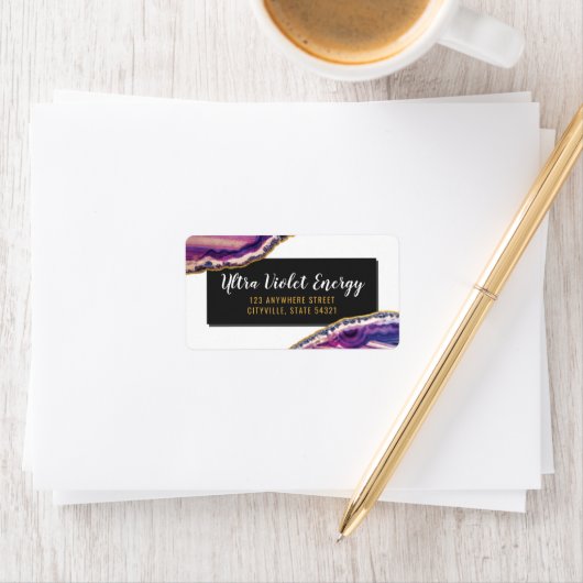 Geode Agate Slice Gemstone Ultra Violet Lila Adressaufkleber (Insitu)