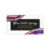 Geode Agate Slice Gemstone Ultra Violet Lila Adressaufkleber (Vorne)