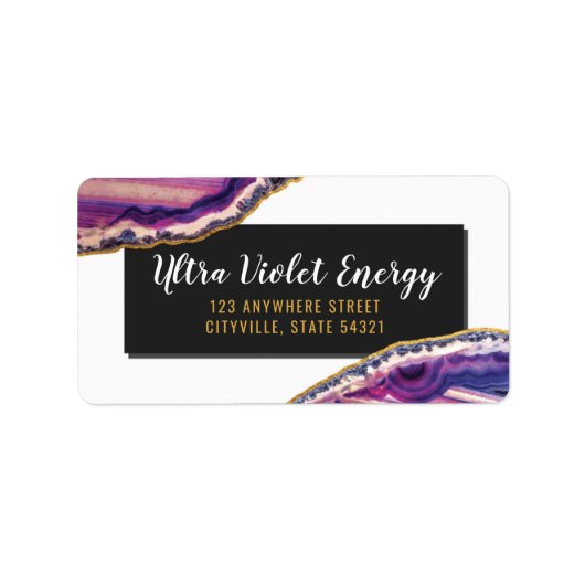 Geode Agate Slice Gemstone Ultra Violet Lila Adressaufkleber (Vorne)