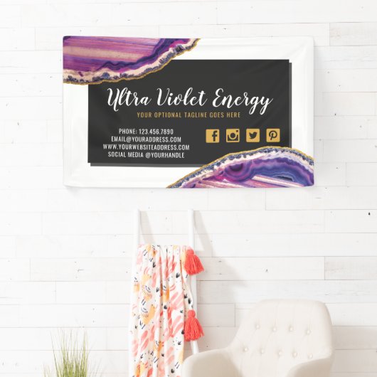 Geode Agate Slice Gemstone Ultra Violet Lila Banner (Insitu)