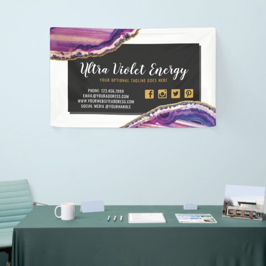 Geode Agate Slice Gemstone Ultra Violet Lila Banner (Messeveranstaltung)