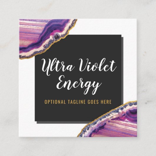 Geode Agate Slice Gemstone Ultra Violet Lila Quadratische Visitenkarte (Vorderseite)