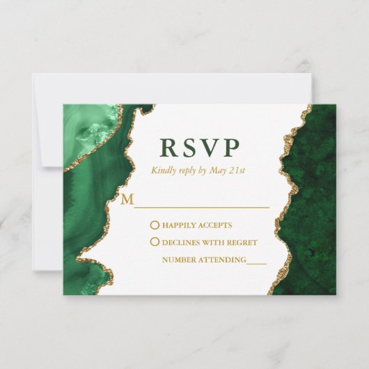 Geode Agate Wedding RSVP Karte (Vorderseite)