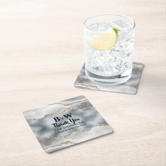 Geode Aquarell Imitate Gold Silber Brautparty Rechteckiger Pappuntersetzer (Vor Ort)