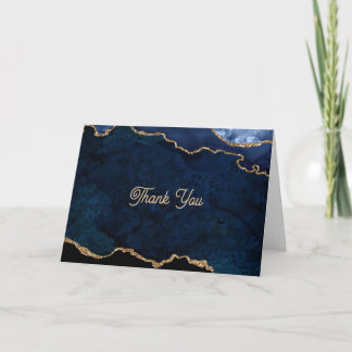 Geode Blau Vergoldet Dankeskarte