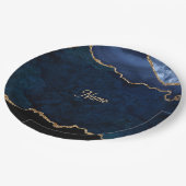 Geode Blau Vergoldet Pappteller (Schrägansicht)