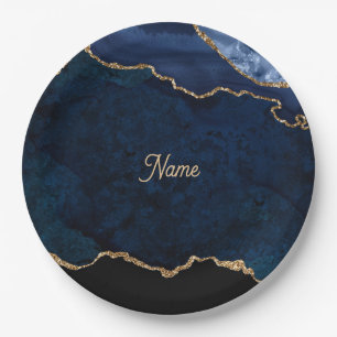 Geode Blau Vergoldet Pappteller