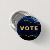 Geode Blau Vergoldete Abstimmung Button (Vorne & Hinten)