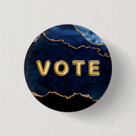 Geode Blau Vergoldete Abstimmung Button