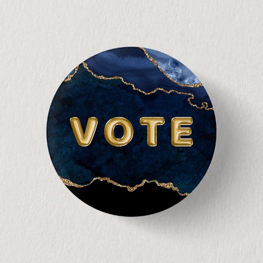 Geode Blau Vergoldete Abstimmung Button (Vorderseite)