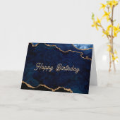 Geode Blue Gilded Birthday Karte (Gelbe Blume)