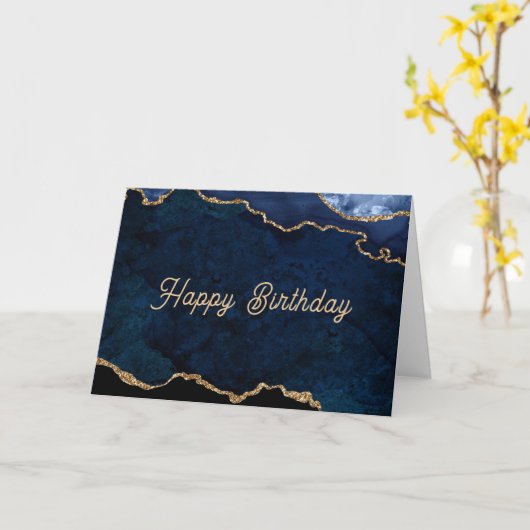 Geode Blue Gilded Birthday Karte (Gelbe Blume)