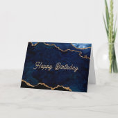Geode Blue Gilded Birthday Karte (Vorderseite)