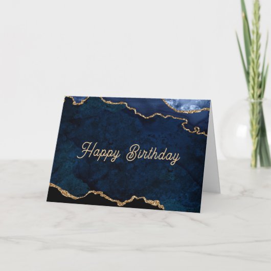 Geode Blue Gilded Birthday Karte (Vorderseite)