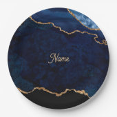 Geode Blue Gilded Pappteller (Vorderseite)