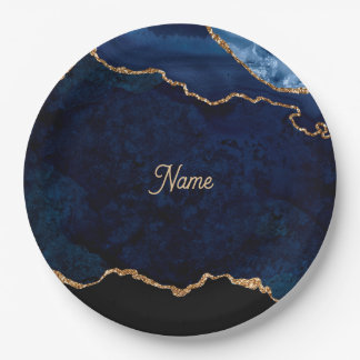 Geode Blue Gilded Pappteller
