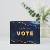 Geode Blue Gilded Vote Postkarte (Stehend Vorderseite)