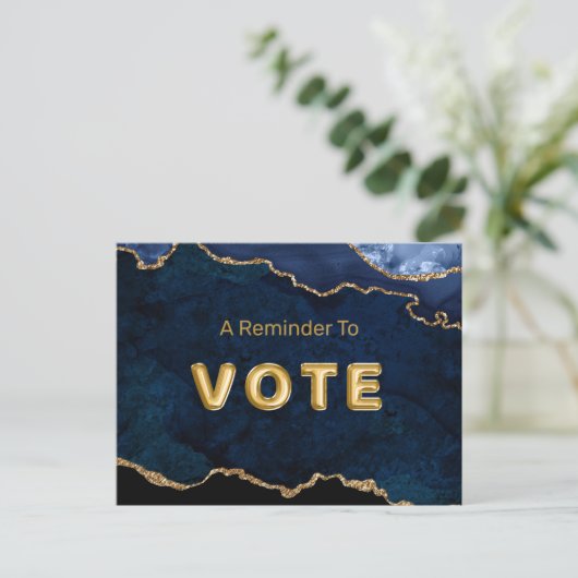 Geode Blue Gilded Vote Postkarte (Stehend Vorderseite)