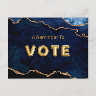 Geode Blue Gilded Vote Postkarte