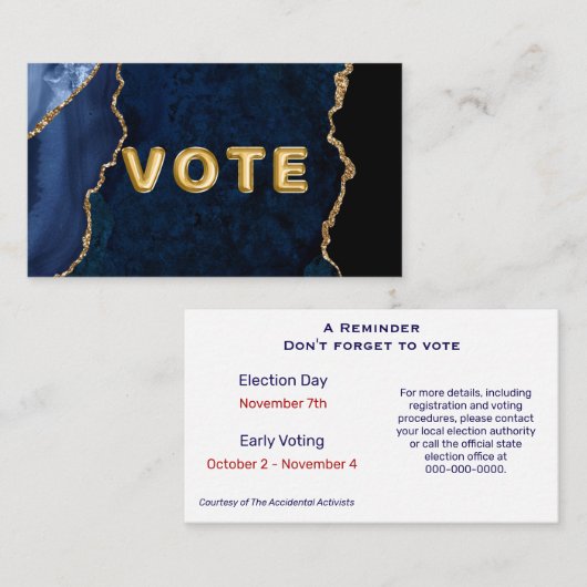 Geode Blue Gilded Vote Visitenkarte (Vorne/Hinten)