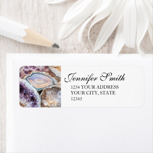 Geode Crystal Wedding Return address Labels (Insitu)