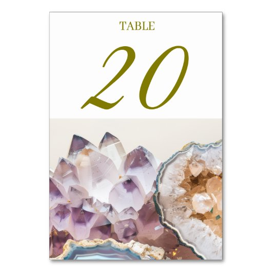 Geode Crystal Wedding Table Cards Tischnummer (Vorderseite)