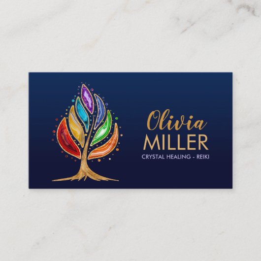 Geode Crystals Chakras Tree Visitenkarte (Vorderseite)