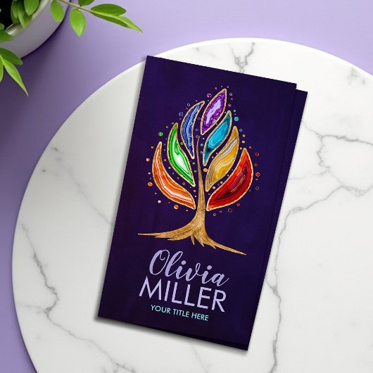 Geode Crystals Chakras Tree Visitenkarte